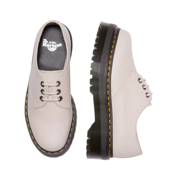 Dr. Martens 1461 Quad II Pisa Leather Platform Oxfords | Vintage Taupe - Picture 1 of 14